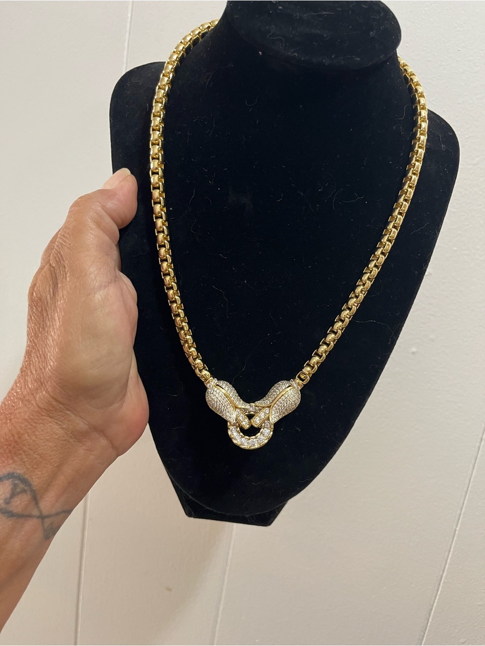 Gold-Tone Pave Knot Link Necklace - Women Jewelry